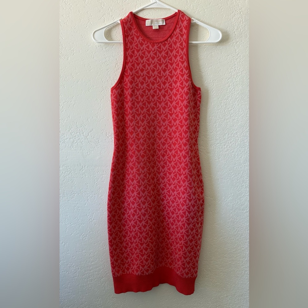 NWOT. Michael Kors Red Patterned Mini Dress.